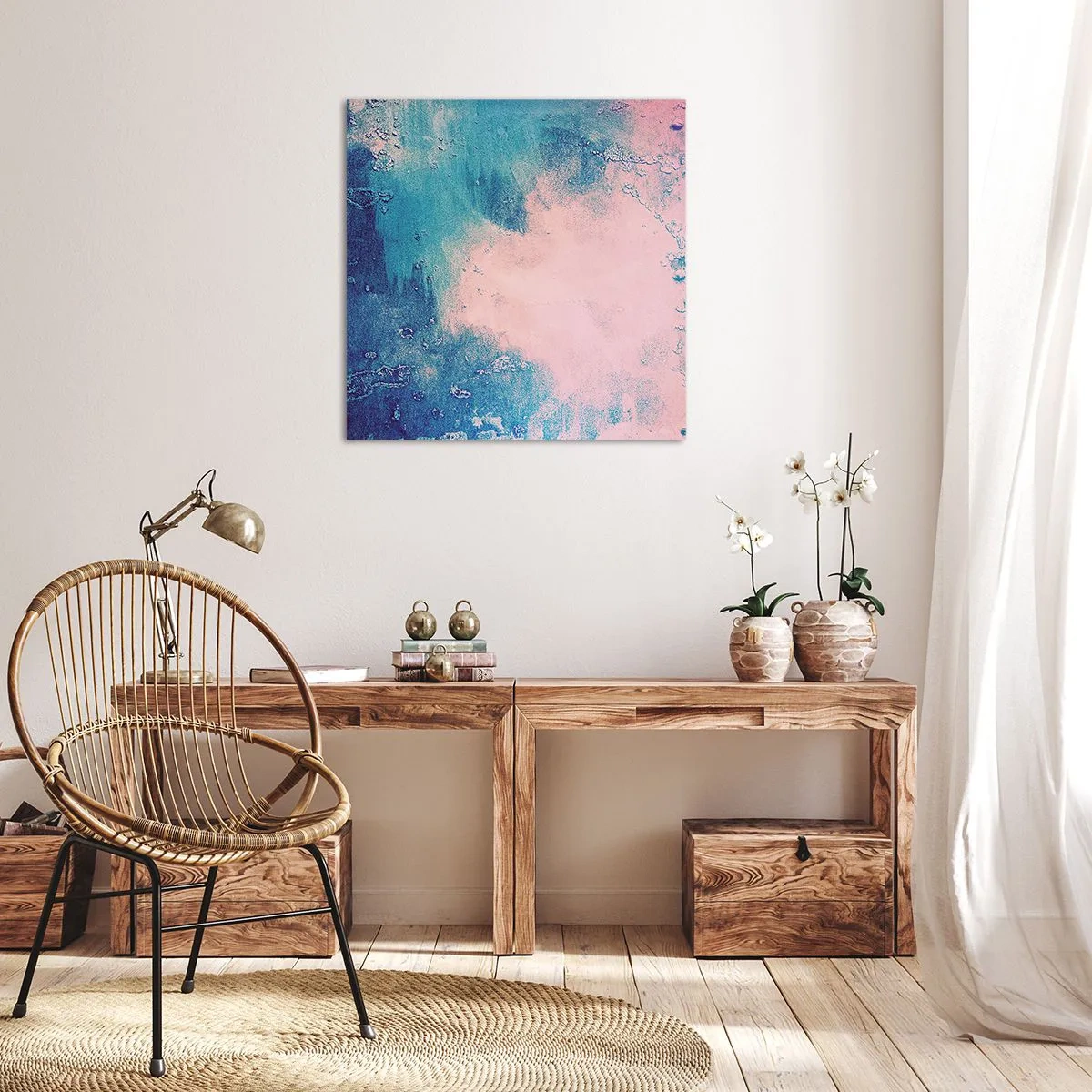 Bild auf Leinwand - Leinwandbild - Himmelsblaue Umarmungen - 70x70 cm
