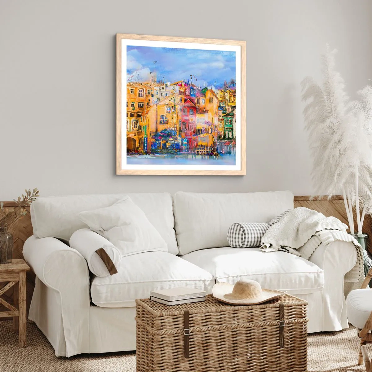 Poster in einem Rahmen aus heller Eiche - Wir sind zusammen - 40x40 cm