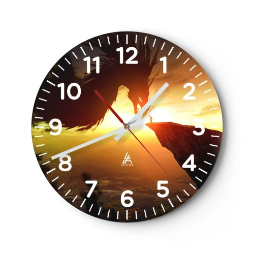 Wanduhr - Glasuhr - Drachentöter - 40x40 cm