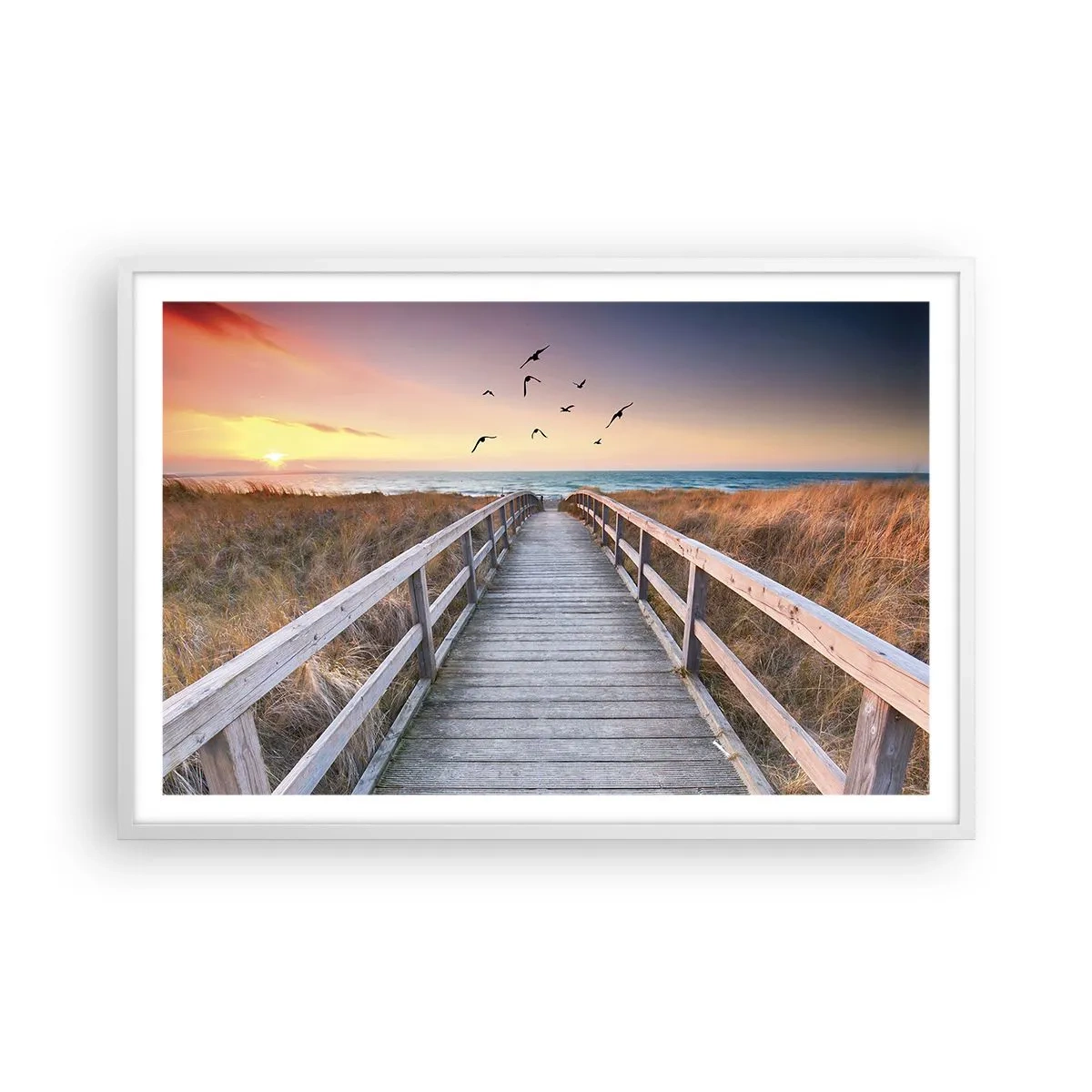 Poster in einem weißen Rahmen - Der Raum für Auffliegen - 91x61 cm