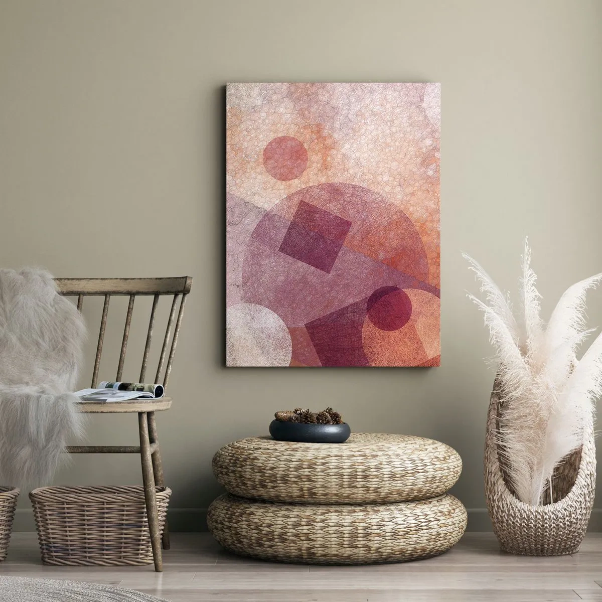 Bild auf Leinwand - Leinwandbild - Geometrische Transformationen in Pink - 65x120 cm