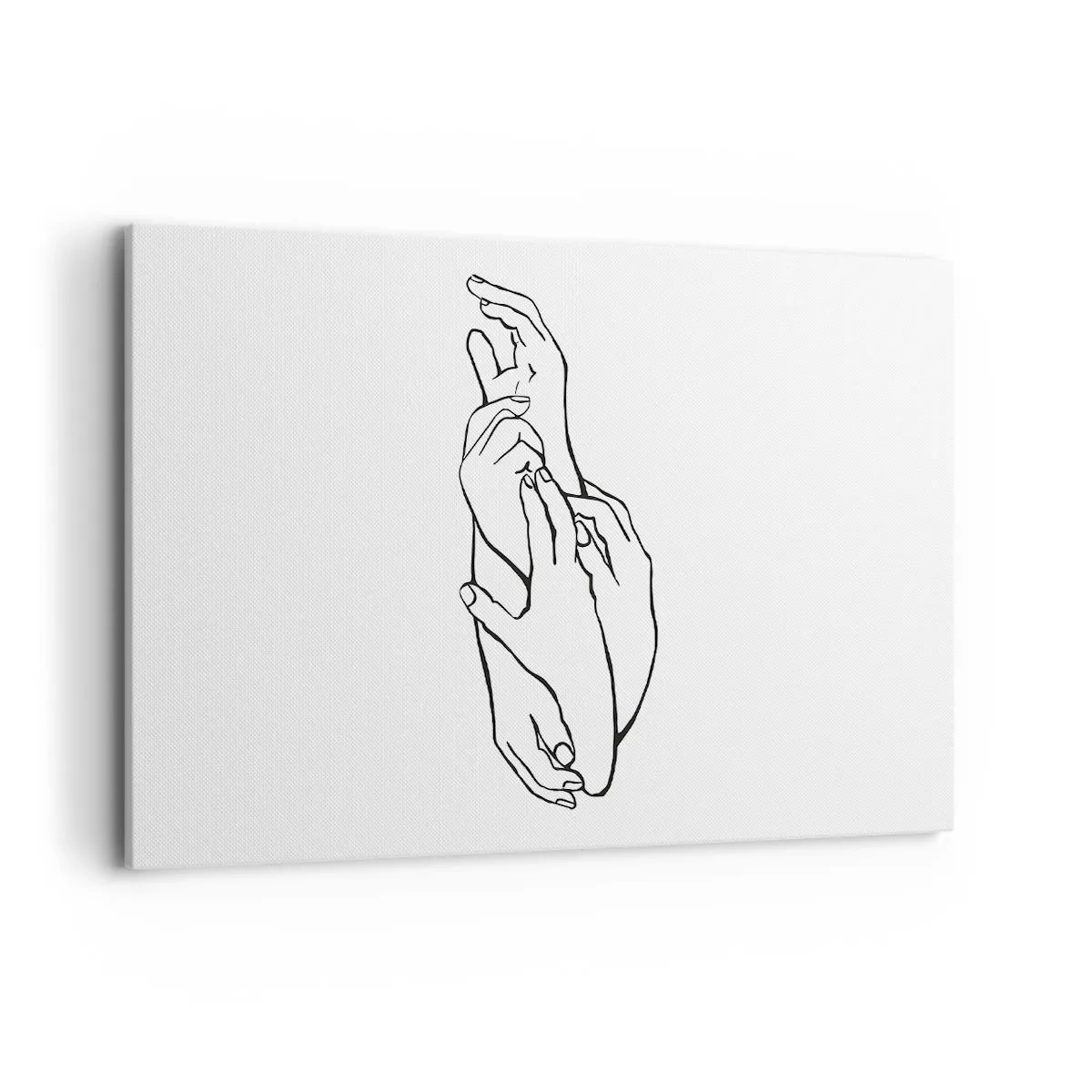 Bild auf Leinwand - Leinwandbild - Eine minimalistische Skizze von Händen, die in einer zarten Geste gefaltet sind. - 120x80cm - Gute Geste - Moderne Wanddekoration für Wohnzimmer und Schlafzimmer ARTTOR