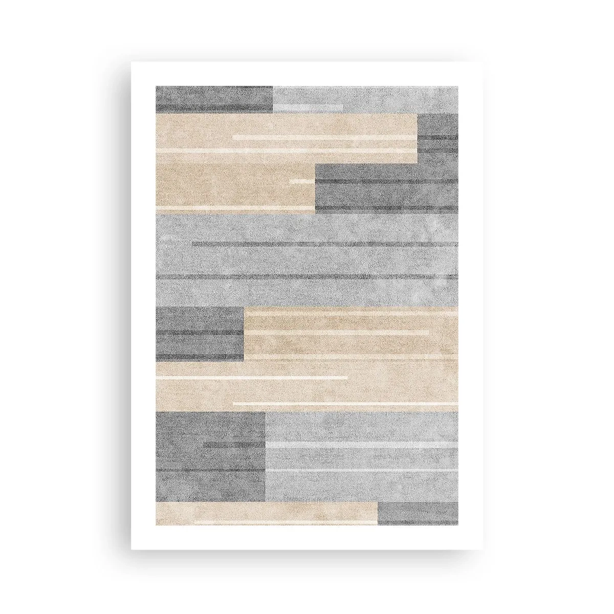 Poster - Eine moderne geometrische Komposition in Grau- und Beigetönen - 50x70cm - Komposition: Vertikal halten - Moderne Wanddekoration für Wohnzimmer und Schlafzimmer ARTTOR