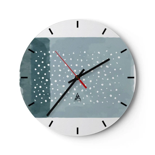 Wanduhr - Glasuhr - Eine moderne Komposition mit Punkten auf einem Hintergrund in Blautönen - 30x30cm - Auf Blau gewachsen - Moderne Wanddekoration für Wohnzimmer, Küche und Schlafzimmer ARTTOR