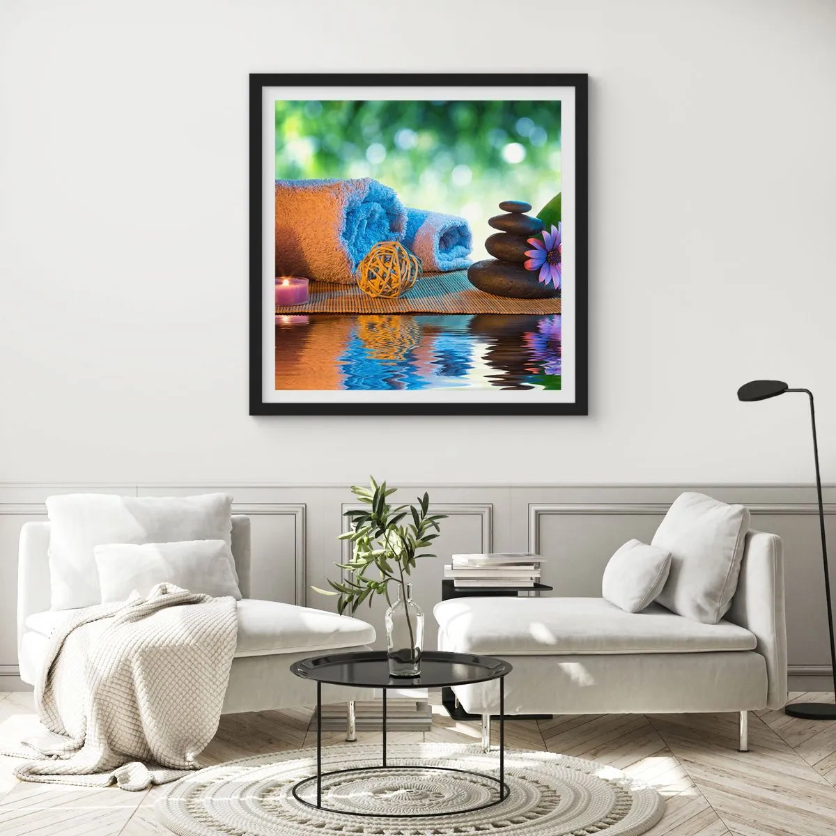 Poster in einem schwarzem Rahmen - Zeit für den Körper - 40x40 cm