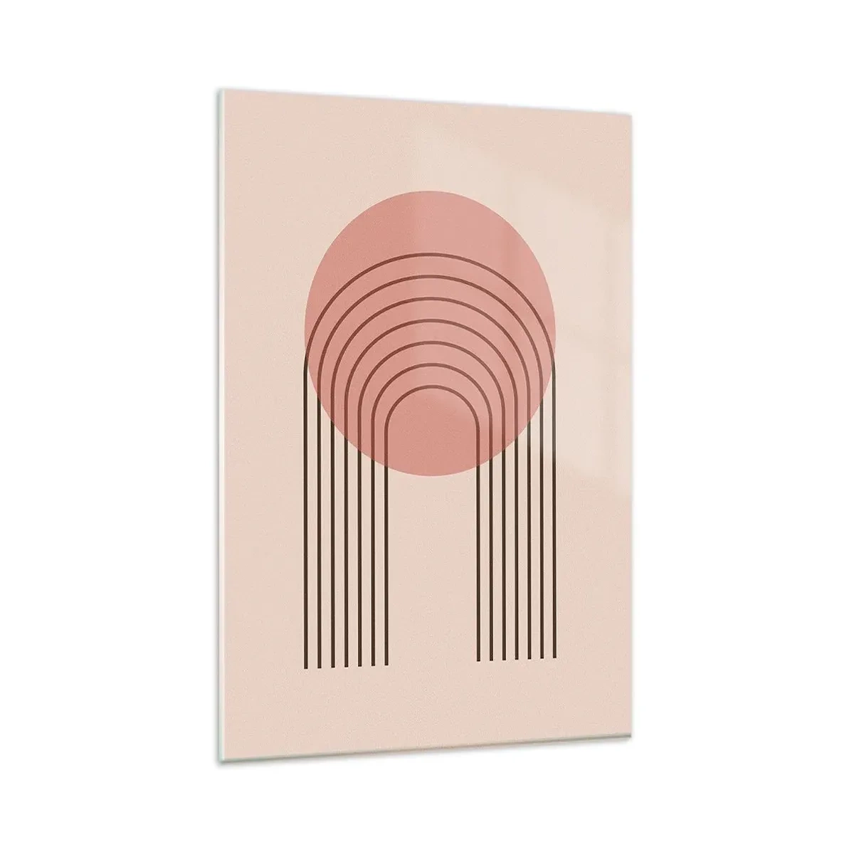 Glasbild - Bild auf glas - Abstraktes Motiv mit rosa Kreisen und Linien - 80x120cm - Unwiderstehliche Anziehungskraft - Moderne Wanddekoration für Wohnzimmer und Schlafzimmer ARTTOR