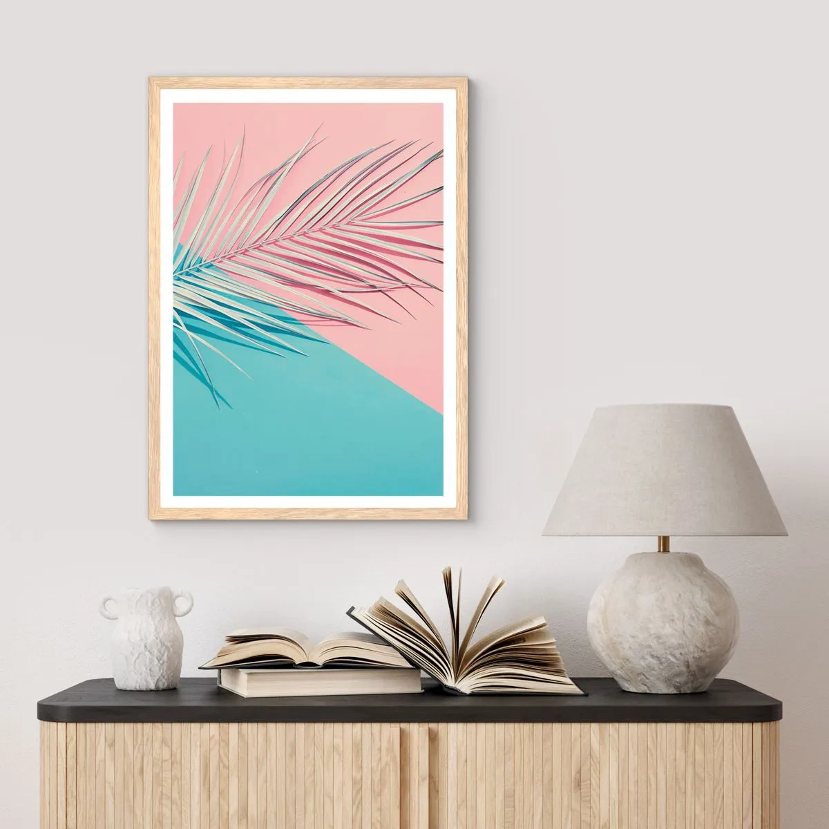 Poster in einem Rahmen aus heller Eiche - Tropischer Eindruck - 40x50 cm