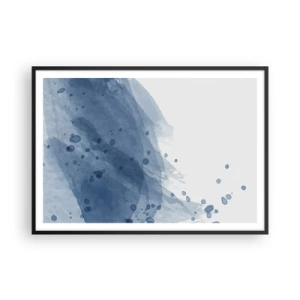 Poster in einem schwarzem Rahmen - Abstrakte Flecken und Streifen in Blautönen - 100x70cm - Blauer Tüll - Moderne Wanddekoration für Wohnzimmer und Schlafzimmer ARTTOR