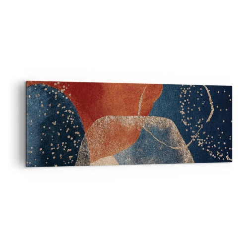 Bild auf Leinwand - Leinwandbild - Abstrakte Formen in Rot- und Blautönen - 140x50cm - Die Leichtigkeit des Seins - Moderne Wanddekoration für Wohnzimmer und Schlafzimmer ARTTOR