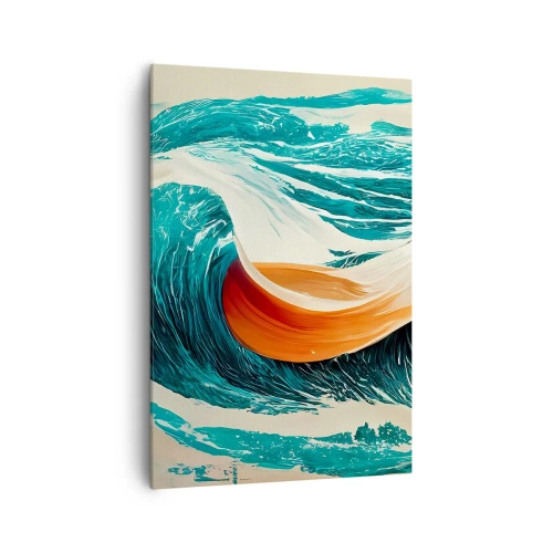 Bild auf Leinwand - Leinwandbild - Dynamische Meereswellen mit abstraktem Band - 70x100cm - Traum eines Surfers - Moderne Wanddekoration für Wohnzimmer und Schlafzimmer ARTTOR