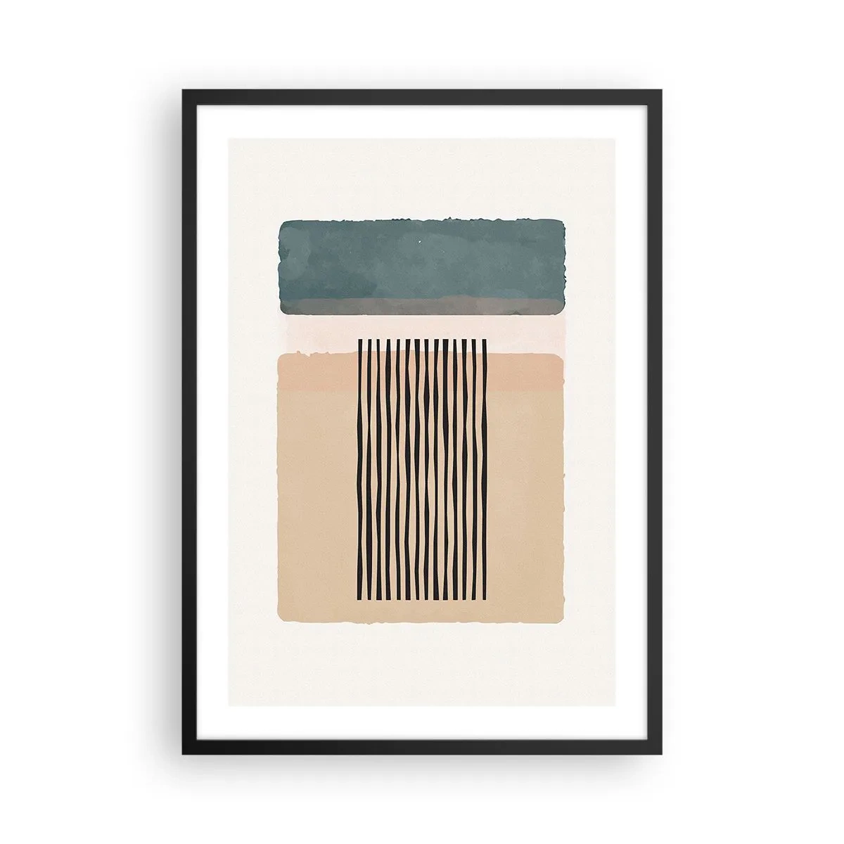 Poster in einem schwarzem Rahmen - Abstrakte geometrische Figuren in dezenten Farben - 50x70cm - Alles ist in Ordnung - Moderne Wanddekoration für Wohnzimmer und Schlafzimmer ARTTOR