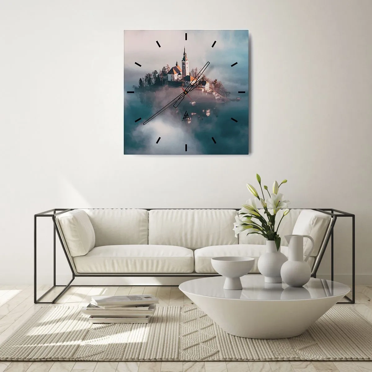 Wanduhr - Glasuhr - Trauminsel - 40x40 cm