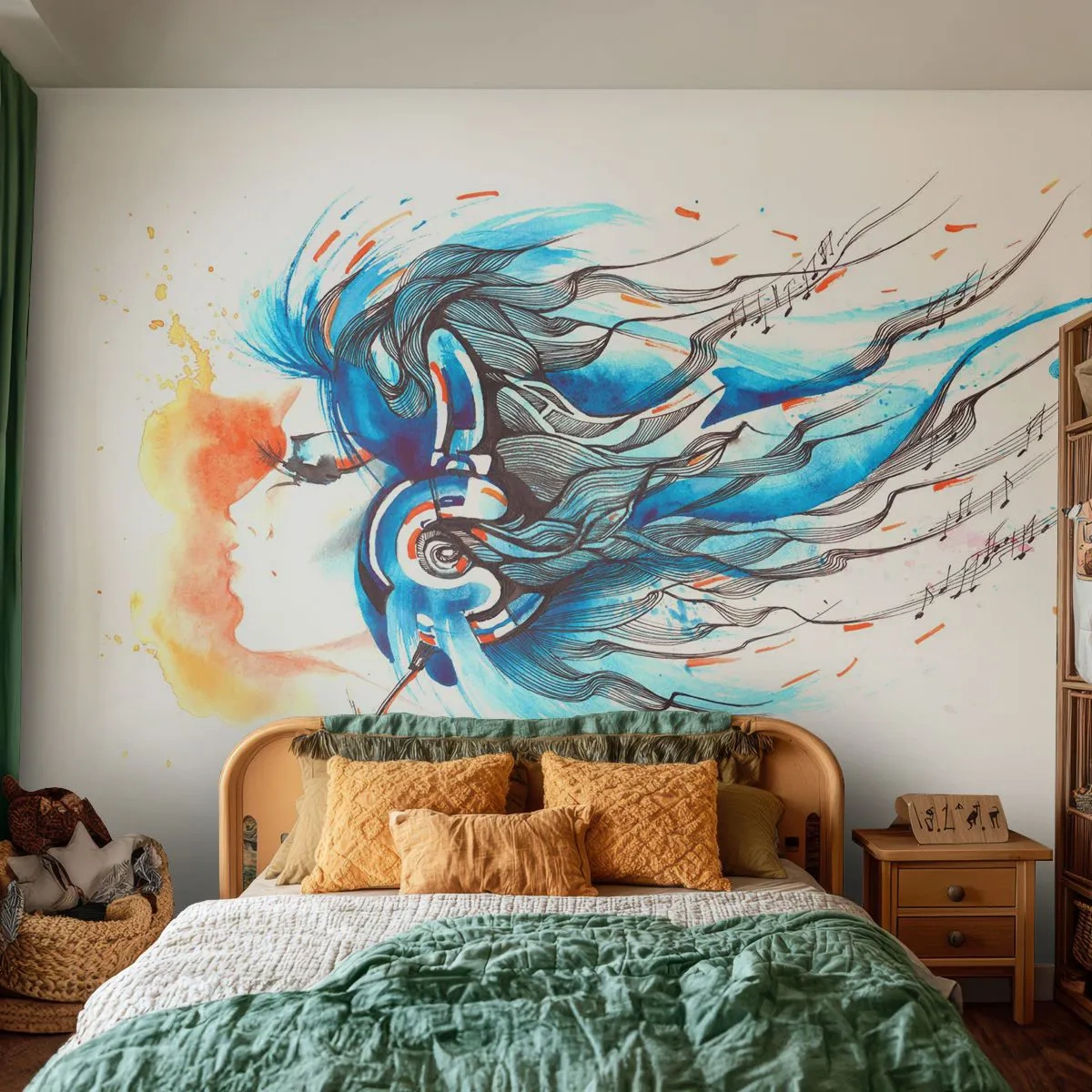 Fototapete Standard Eco - Lass die Musik spielen - Abstraktion, Frau, Musik - 350x256 cm