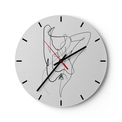 Wanduhr - Glasuhr - Abstrakte weibliche Silhouette in einer minimalistischen Linie - 30x30cm - So, wie du wirklich bist ... - Moderne Wanddekoration für Wohnzimmer, Küche und Schlafzimmer ARTTOR