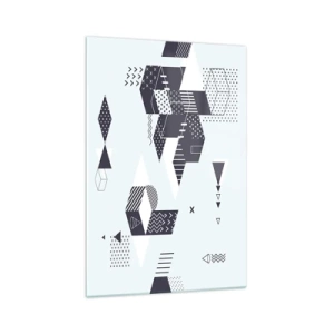 Glasbild - Bild auf glas - Moderne geometrische Grafiken in Weiß- und Marineblautönen - 70x100cm - In der Seele eines Mathematikers - Moderne Wanddekoration für Wohnzimmer und Schlafzimmer ARTTOR