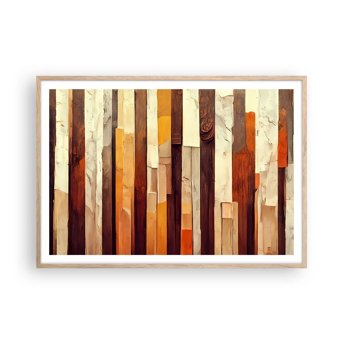 Poster in einem Rahmen aus heller Eiche - Hymne der Waldbäume - 100x70 cm