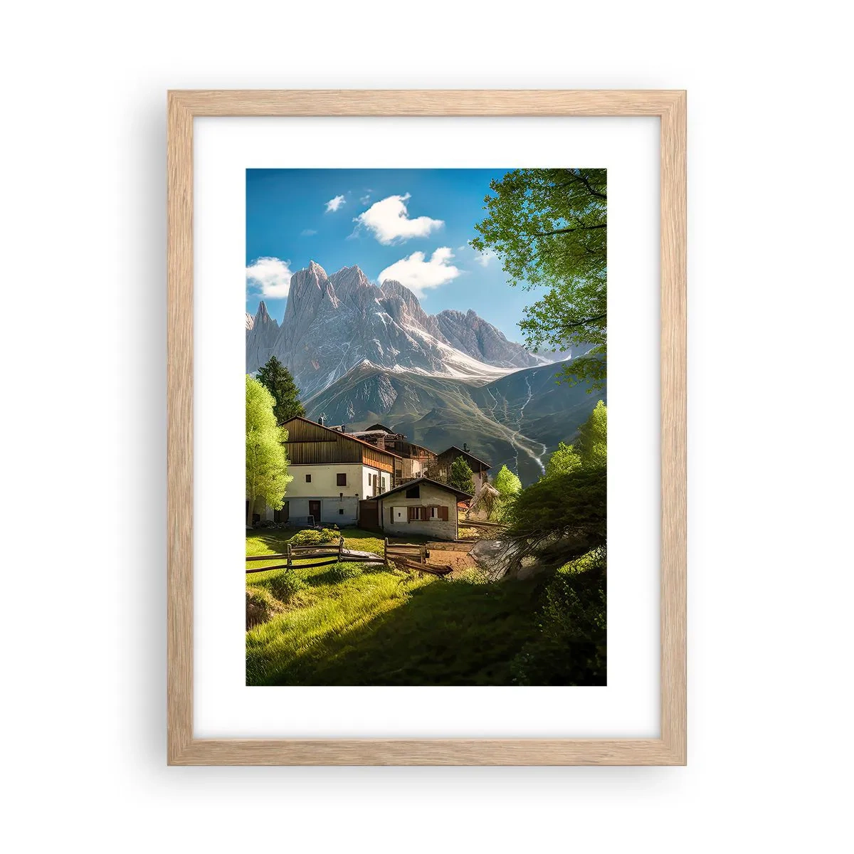 Poster in einem Rahmen aus heller Eiche - Alpenidylle - 30x40 cm
