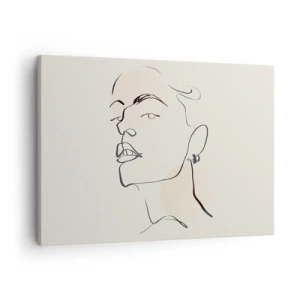 Bild auf Leinwand - Leinwandbild - Minimalistische Skizze eines Frauengesichts - 70x50cm - Ein stolzer Blick - Moderne Wanddekoration für Wohnzimmer und Schlafzimmer ARTTOR