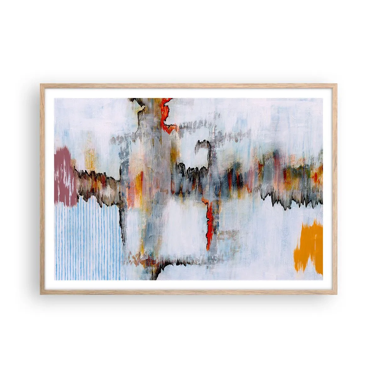 Poster in einem Rahmen aus heller Eiche - Ein Stock auf dem Wasser - 100x70 cm