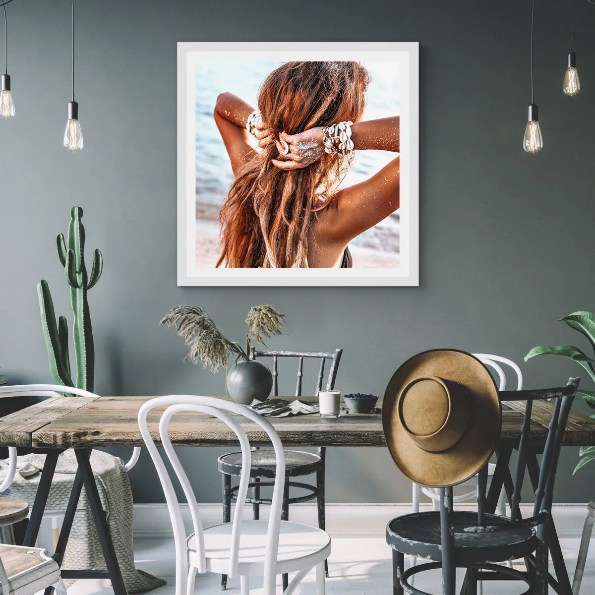 Poster in einem weißen Rahmen - Eine Schwester von Wasser und Sonne - 60x60 cm