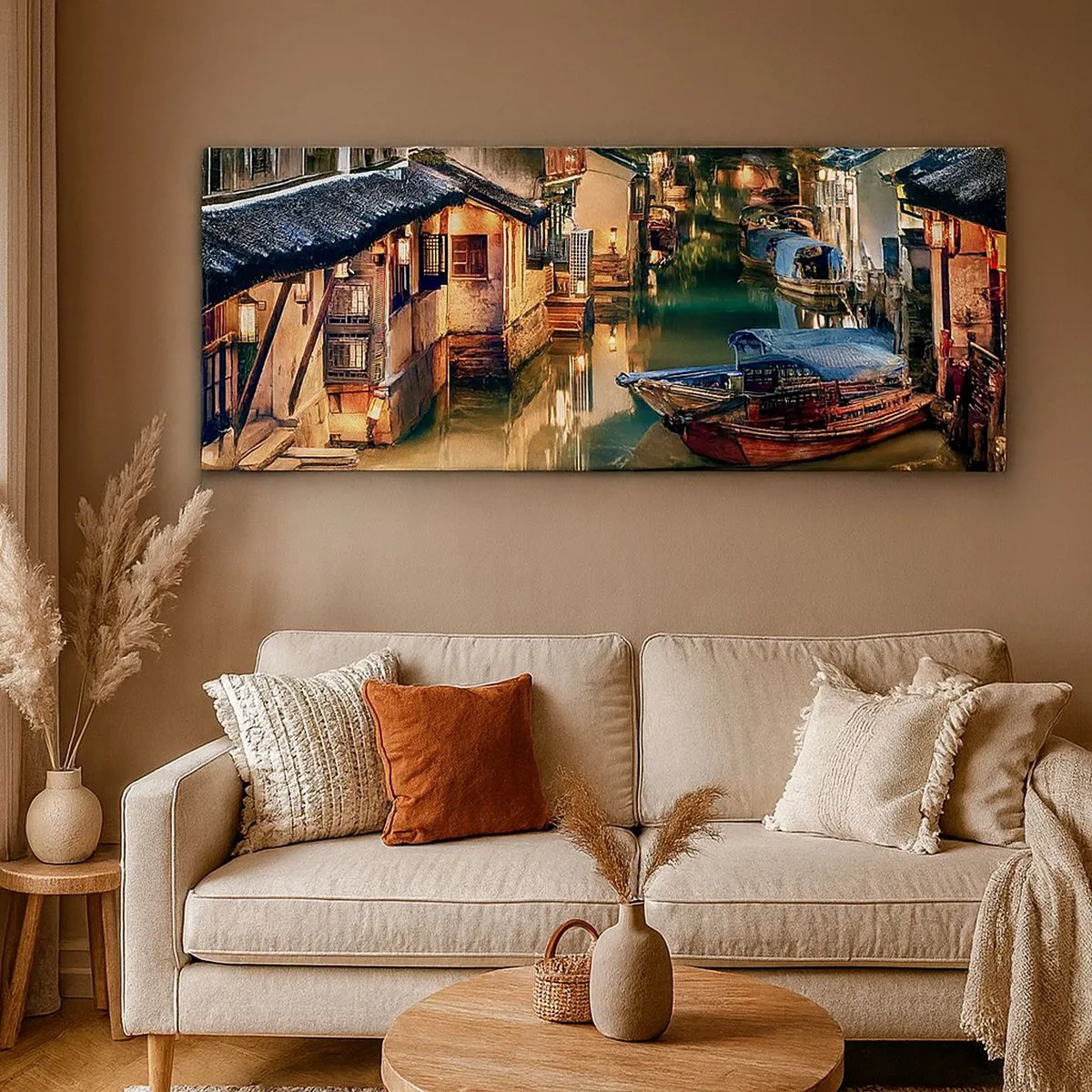 Bild auf Leinwand - Leinwandbild - Ein Abend auf einer chinesischen Straße - 100x40 cm