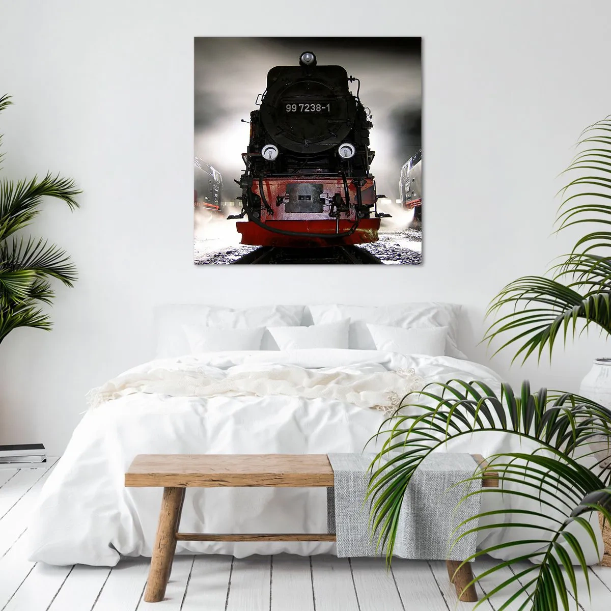 Bild auf Leinwand - Leinwandbild - Er steht und keucht, seufzt und pustet - 70x70 cm