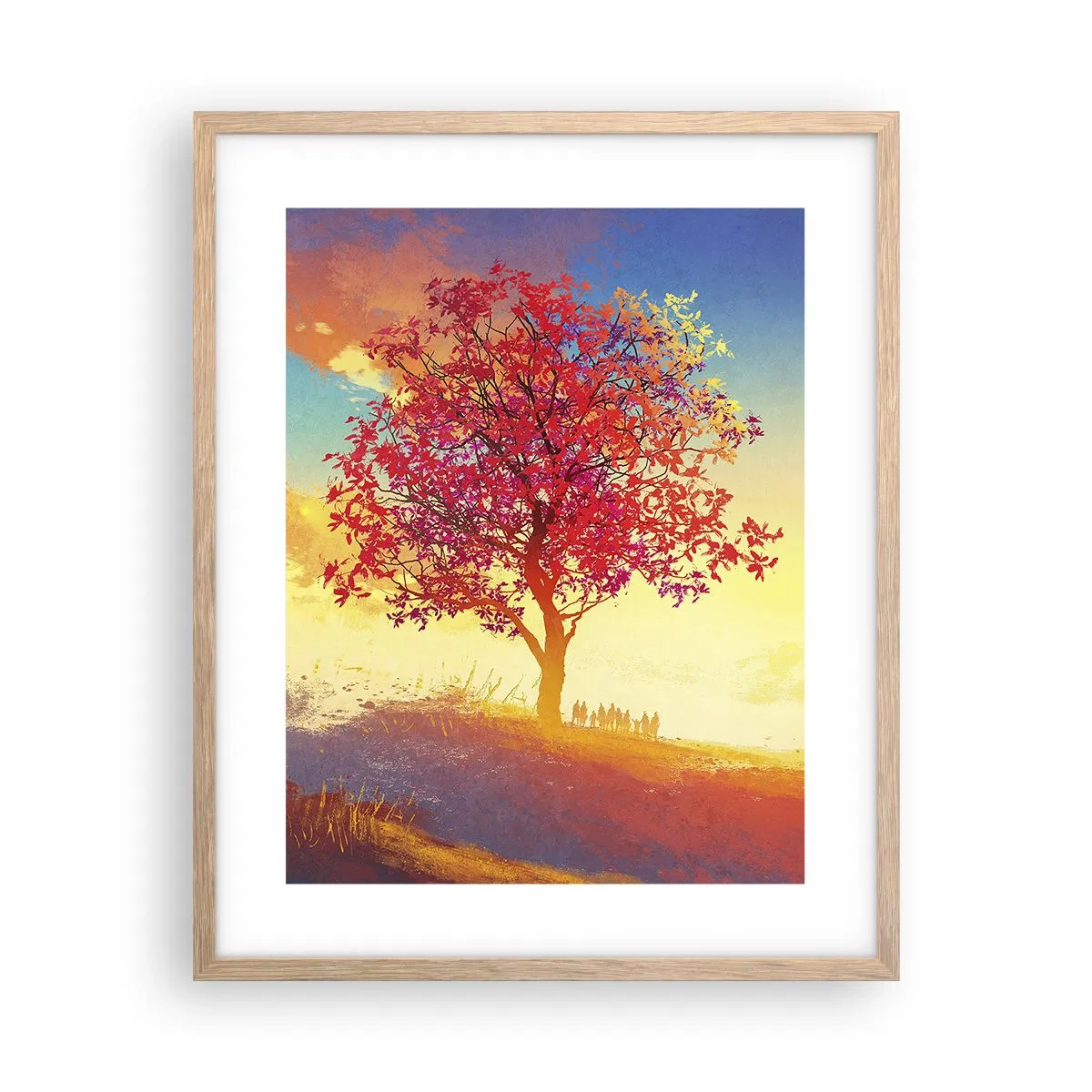 Poster in einem Rahmen aus heller Eiche - Pilger am Ziel - 40x50 cm