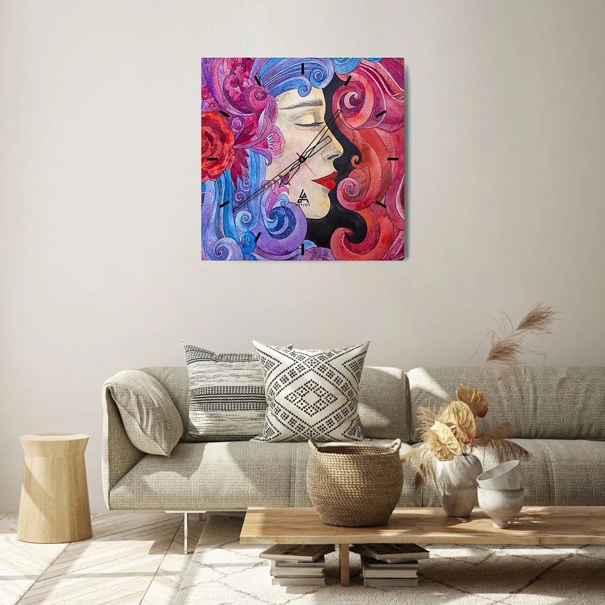 Wanduhr - Glasuhr - Der Jugendstil lebt noch - 40x40 cm