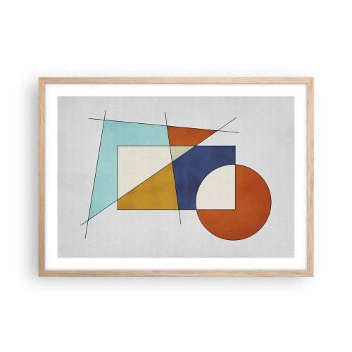 Poster in einem Rahmen aus heller Eiche - Abstraktion: modernistisches Spiel - 70x50 cm
