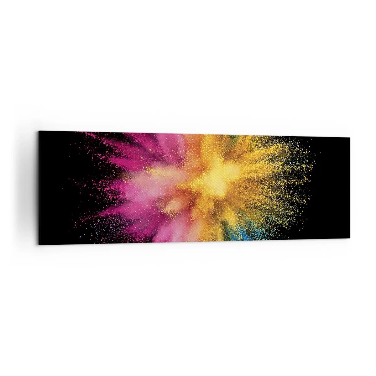 Bild auf Leinwand - Leinwandbild - Bunte Pulverexplosion auf schwarzem Hintergrund - 160x50cm - Die Geburt der Farben - Moderne Wanddekoration für Wohnzimmer und Schlafzimmer ARTTOR