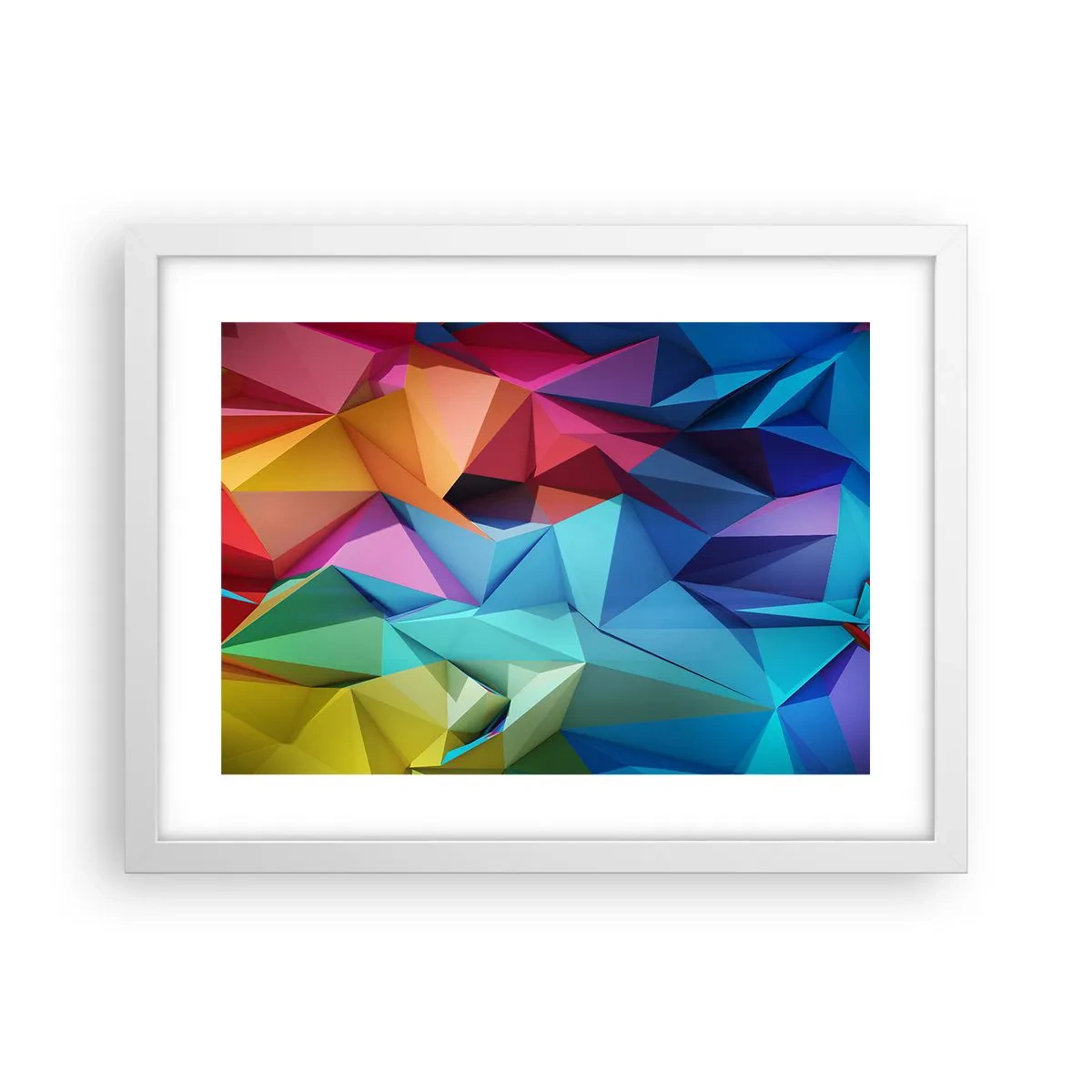Poster in einem weißen Rahmen - Regenbogen-Origami - 40x30 cm