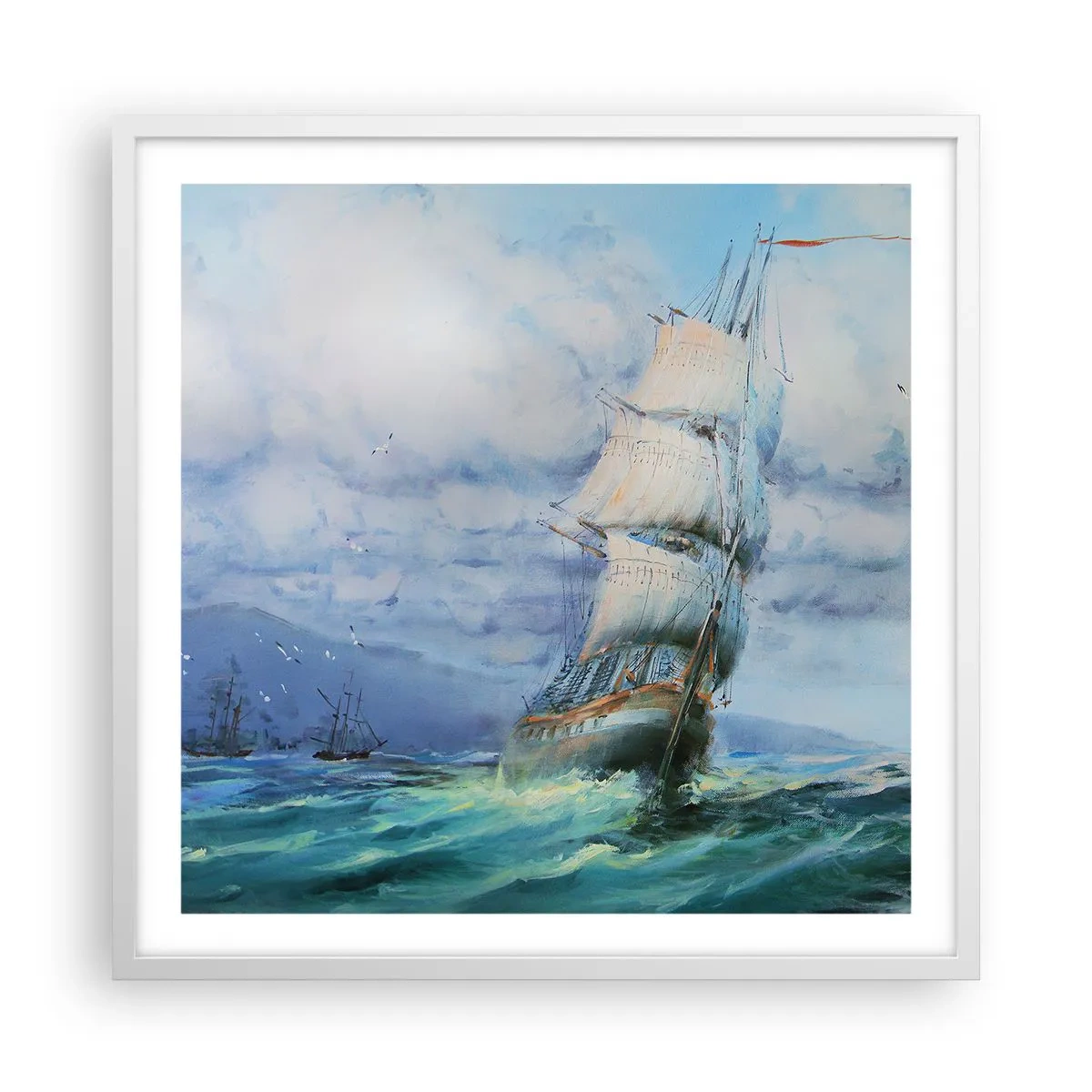 Poster in einem weißen Rahmen - Guter Wind - 60x60 cm