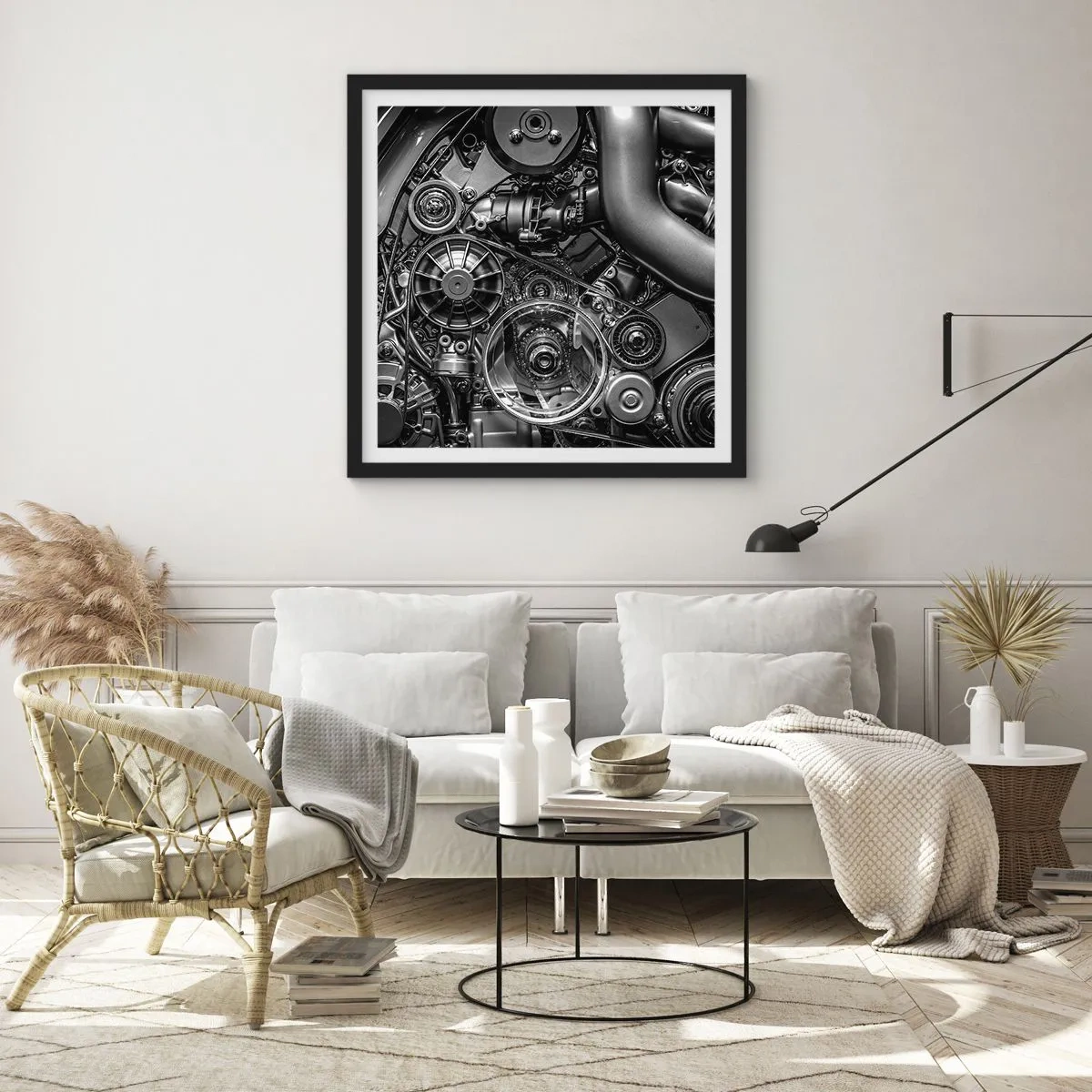 Poster in einem schwarzem Rahmen - Die Poesie der Mechanik - 50x50 cm