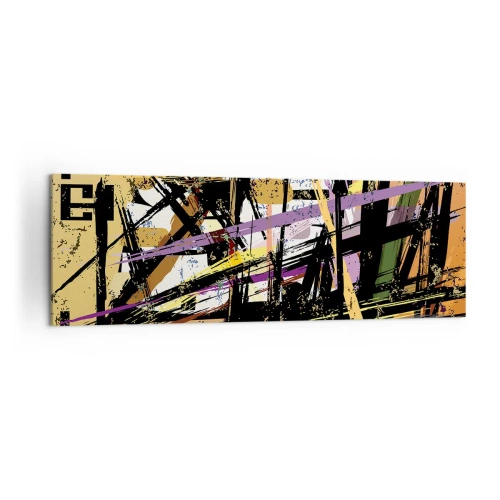 Bild auf Leinwand - Leinwandbild - Abstrakte Linien und Formen auf beigem Hintergrund - 160x50cm - Ein scharfer Schnitt - Moderne Wanddekoration für Wohnzimmer und Schlafzimmer ARTTOR