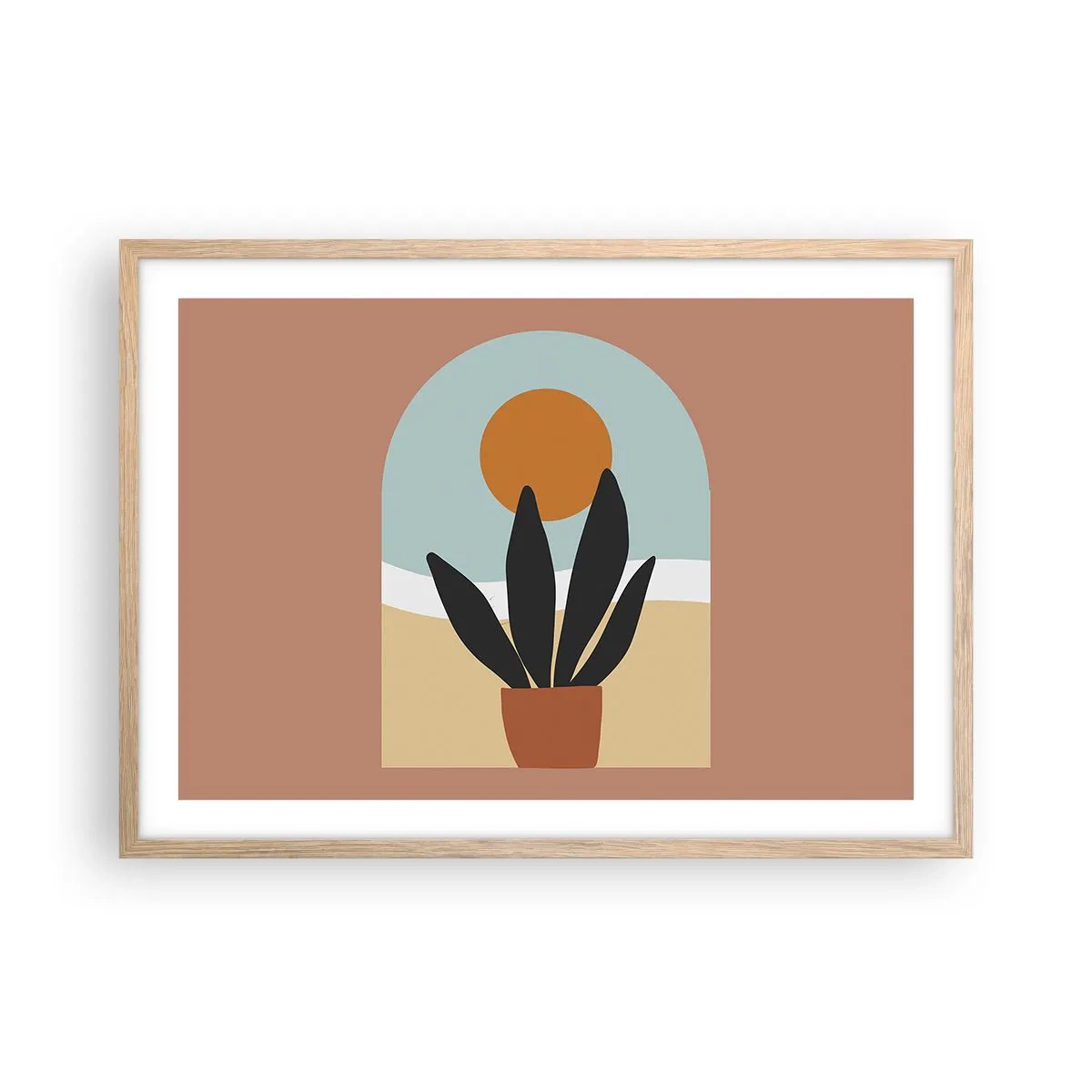 Poster in einem Rahmen aus heller Eiche - Kleine Freuden - 70x50 cm