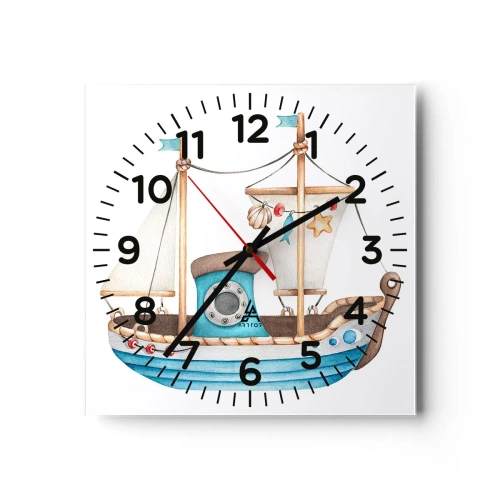 Wanduhr - Glasuhr - Ahoi, Abenteuer! - 40x40 cm