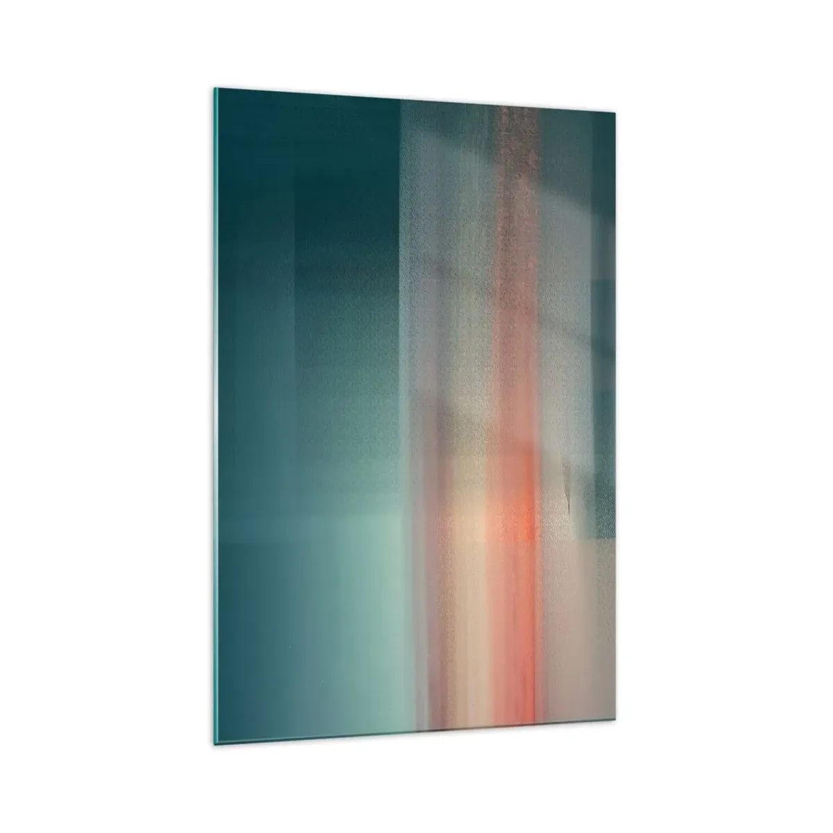Glasbild - Bild auf glas - Ein Sonnenuntergang in Pastelltönen über einem ruhigen Horizont - 70x100cm - Abstraktion: Lichtwellen - Moderne Wanddekoration für Wohnzimmer und Schlafzimmer ARTTOR