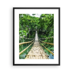 Poster in einem schwarzem Rahmen - Monkey Bridge über das Grün - 40x50 cm