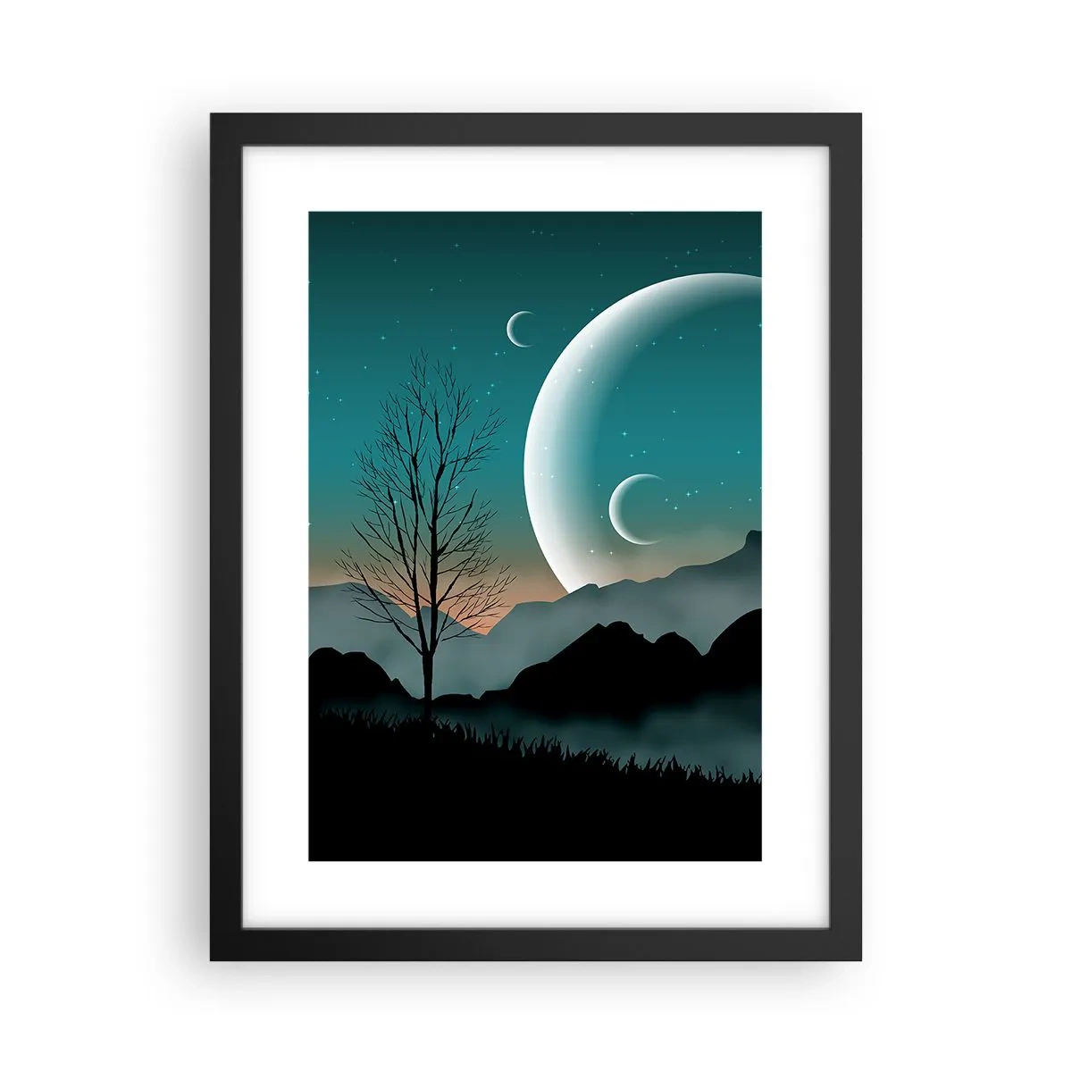 Poster in einem schwarzem Rahmen - Karneval in der Sternenacht - 30x40 cm