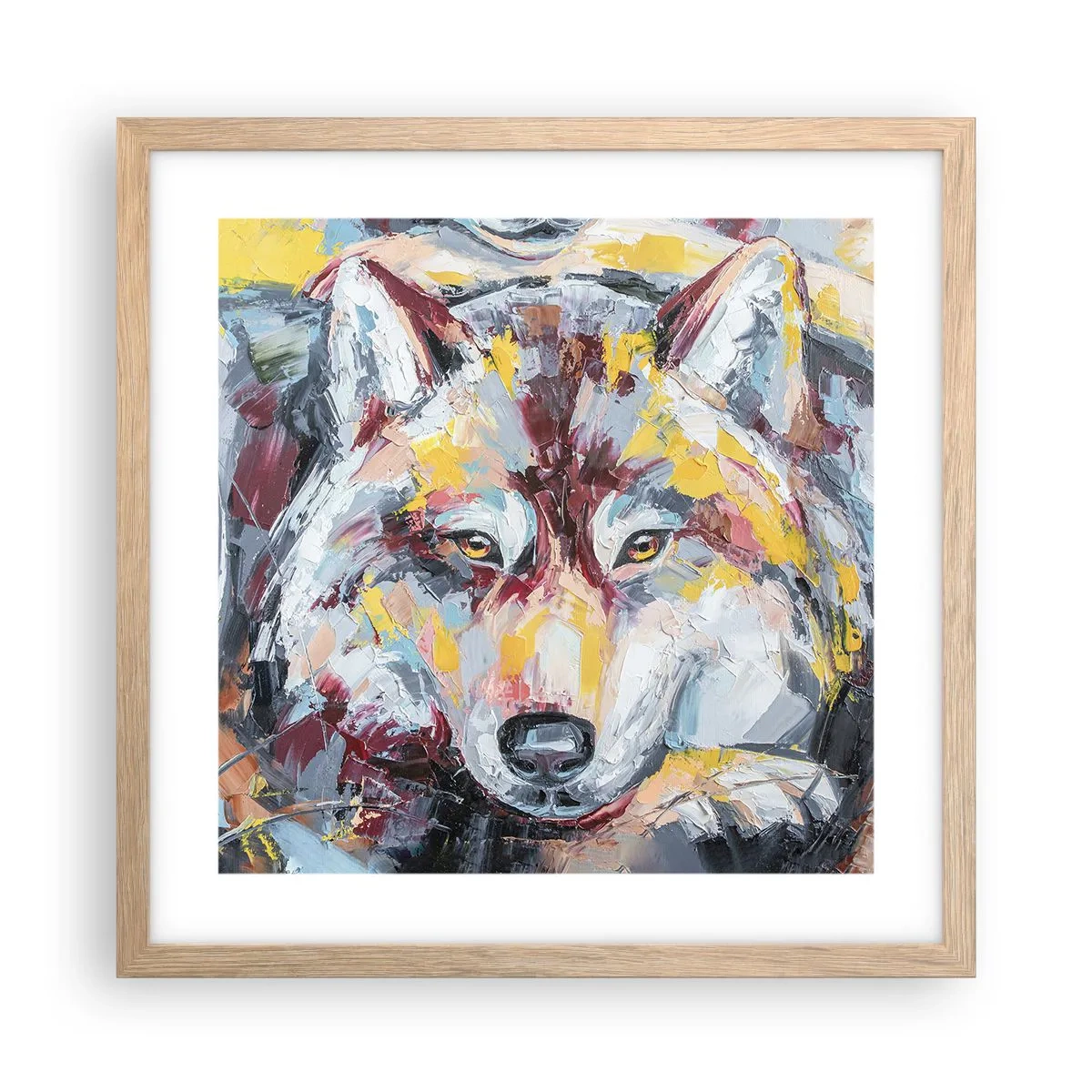 Poster in einem Rahmen aus heller Eiche - Seelenfrieden unter den Lieben - 40x40 cm