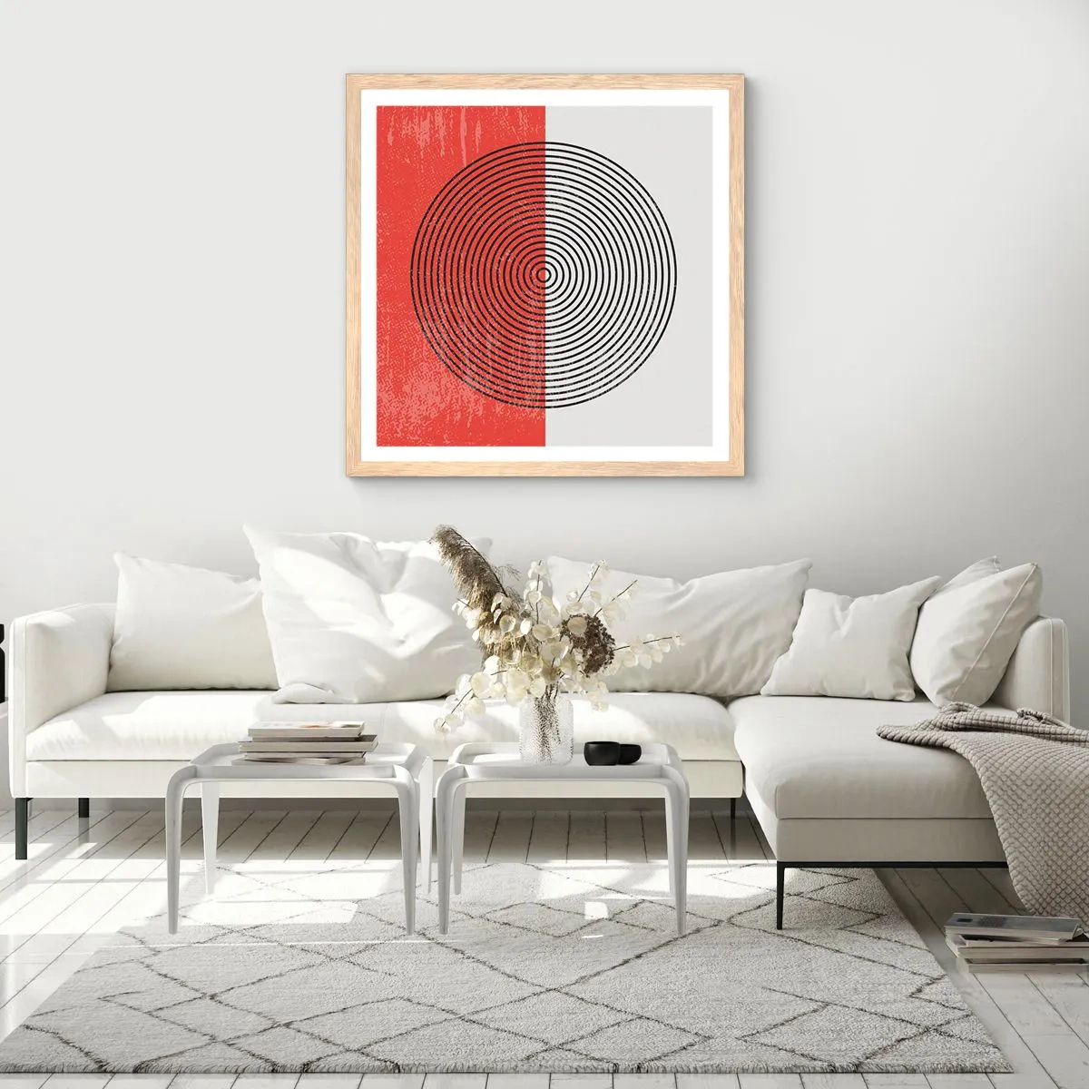 Poster in einem Rahmen aus heller Eiche - Auf den Punkt gebracht - 60x60 cm