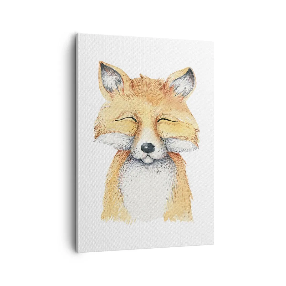 Bild auf Leinwand - Leinwandbild - Ein Aquarellfuchs mit einem Lächeln im minimalistischen Stil - 50x70cm - Fuchsstimmungen - Moderne Wanddekoration für Wohnzimmer und Schlafzimmer ARTTOR
