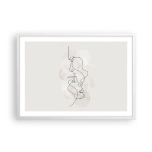 Poster in einem weißen Rahmen - Verstrickt in eine Umarmung - 70x50 cm