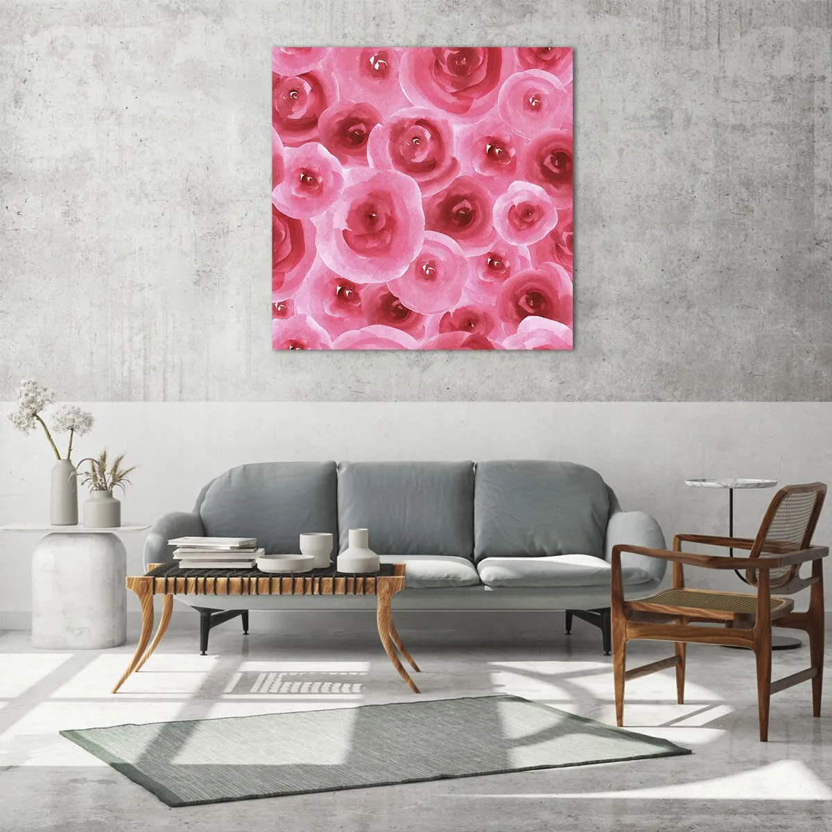 Glasbild - Bild auf glas - Oben und unten Rosen - 40x40 cm