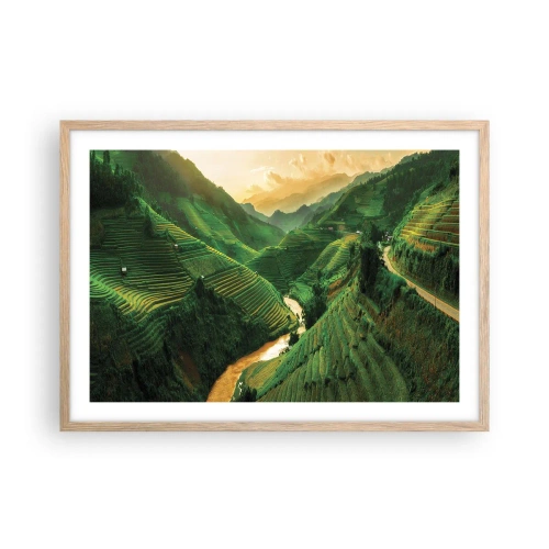 Poster in einem Rahmen aus heller Eiche - Vietnamesisches Tal - 70x50 cm