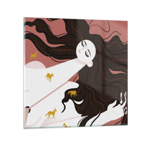 Glasbild - Bild auf glas - Traum von einem goldenen Pferd - 70x70 cm