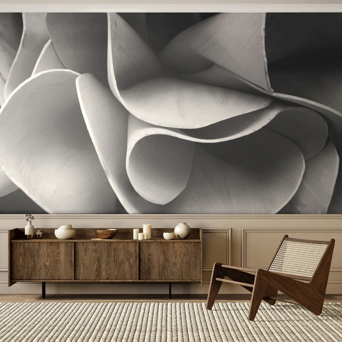 Fototapete Premium Canvas - Es passiert im Weltraum - Abstraktion, Stück, Schwarz und weiß - 400x280 cm