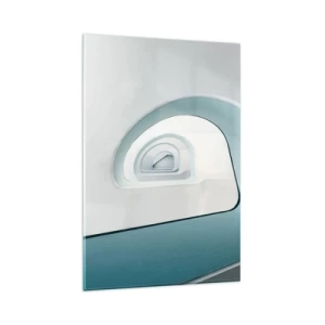 Glasbild - Bild auf glas - Minimalistische Architektur mit abgerundeten Linien - 80x120cm - Bis zum Ende des Blaus - Moderne Wanddekoration für Wohnzimmer und Schlafzimmer ARTTOR