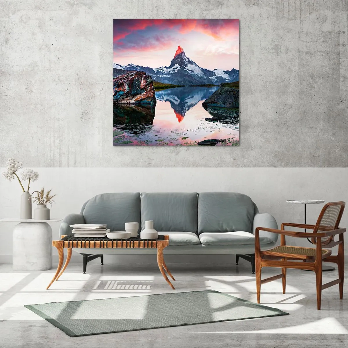 Glasbild - Bild auf glas - Das Herz der Berge ist heiß - 60x60 cm