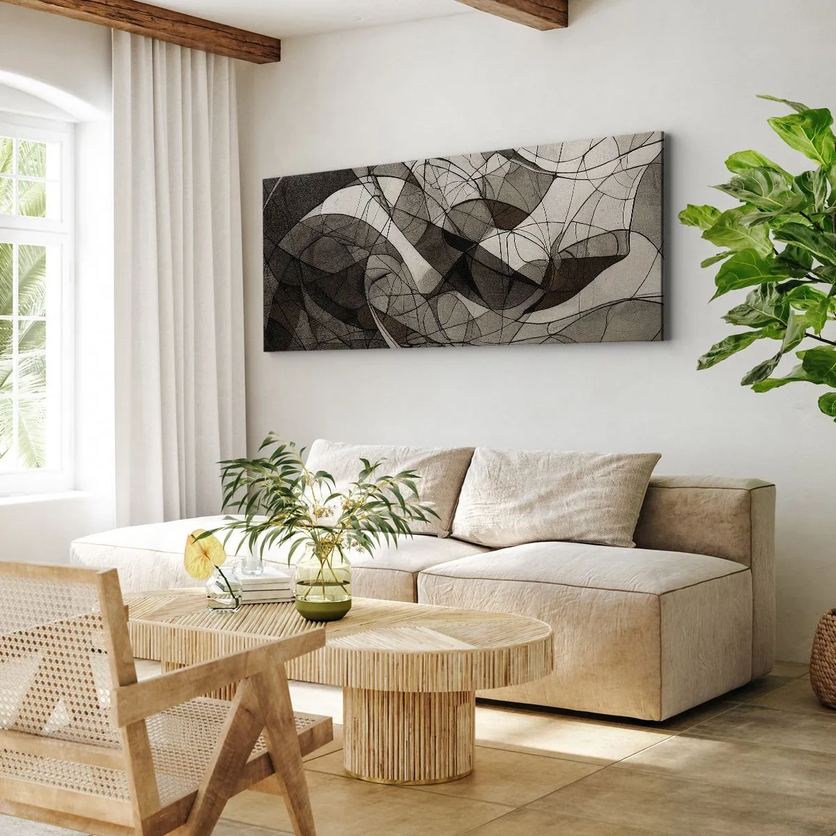 Bild auf Leinwand - Leinwandbild - Abstraktes Muster in Braun- und Erdtönen - 120x50cm - Zirkulation von Erdfarben - Moderne Wanddekoration für Wohnzimmer und Schlafzimmer ARTTOR